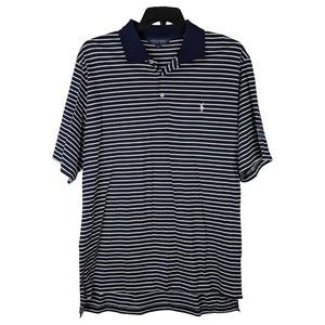 Polo Ralph‎ Lauren Polo Shirt Golf Mens XL Blue Cotton Striped Pony Short Sleeve